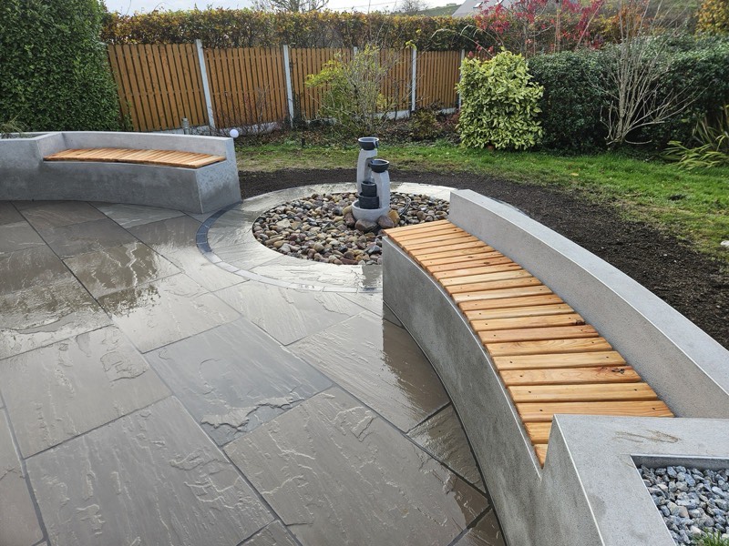 Cedar Benches & Water Feature